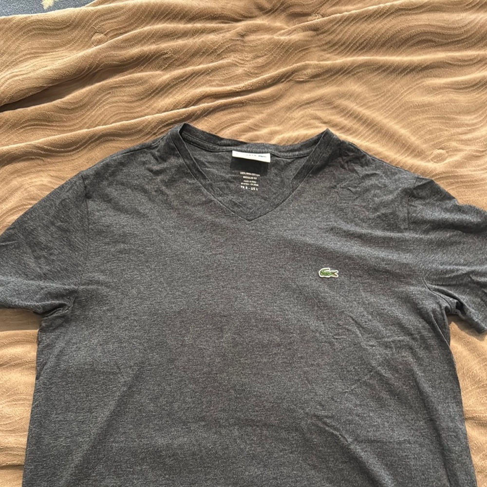 Lacoste Men's Gray V-Neck T-Shirt